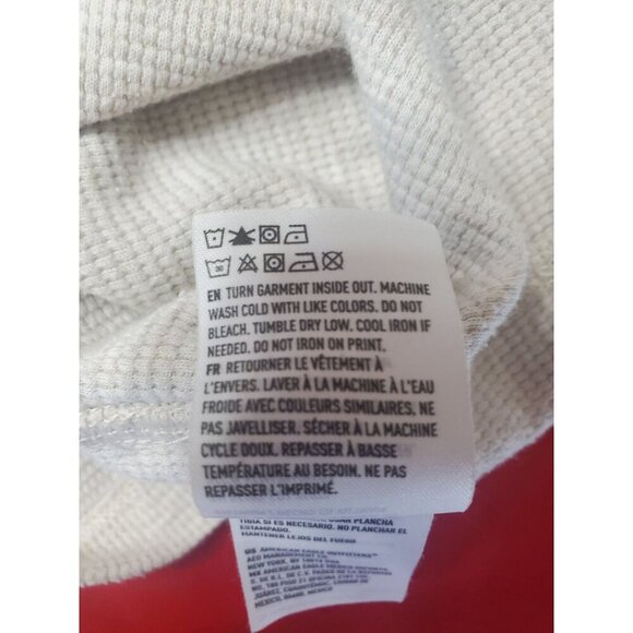 American Eagle Long Sleeve Waffle Crew Neck Thermal Light Gray Logo Men’s Large - Picture 8 of 9